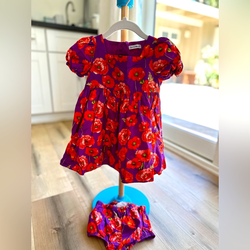 Dolce & Gabbana poppy print dress set size 12-18 months